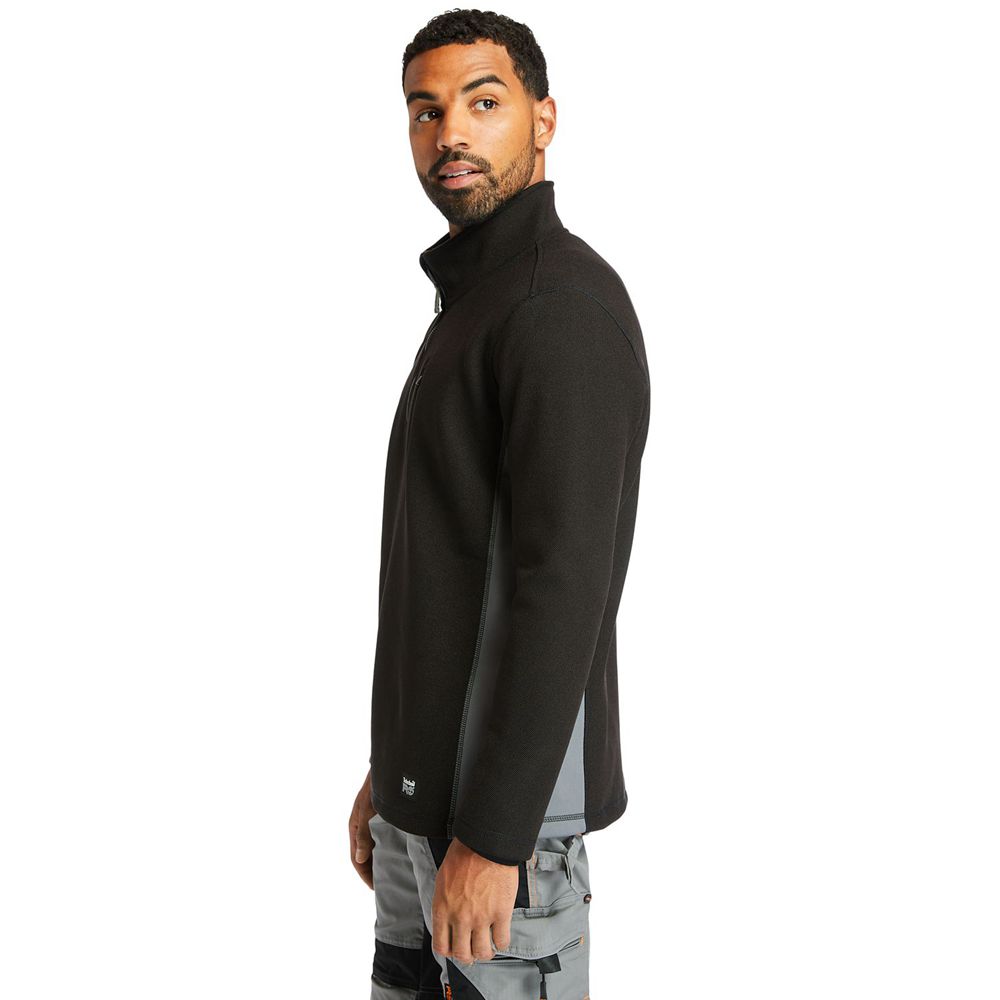 Timberland Mens Sweatshirts PRO® Studwall Quarter-Zip Textured Fleece - Black - India YT2063741